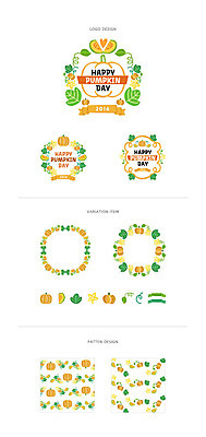 리본 백그라운드 패턴 일러스트 호박 나뭇잎 프레임 사람없음 세트 라벨 심볼 웹엘리먼트 국내일러스트 AI파일 잎 무늬 채소 엘리먼트 파일형식 벡터