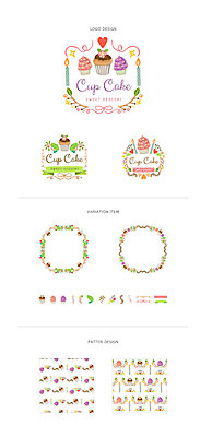 리본 백그라운드 패턴 일러스트 초 나뭇잎 프레임 사람없음 세트 라벨 컵케이크 심볼 웹엘리먼트 국내일러스트 AI파일 잎 무늬 케이크 엘리먼트 파일형식 벡터