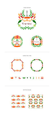 리본 백그라운드 포크 패턴 일러스트 고추 나뭇잎 프레임 사람없음 세트 라벨 떡볶이 분식 심볼 웹엘리먼트 국내일러스트 AI파일 식기 음식 잎 무늬 채소 엘리먼트 파일형식 벡터