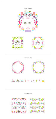 구름 열매 꽃 리본 백그라운드 패턴 일러스트 나뭇잎 프레임 사람없음 세트 라벨 자전거 심볼 웹엘리먼트 국내일러스트 AI파일 자연요소 식물 잎 무늬 바이크 엘리먼트 파일형식 벡터