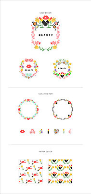 꽃 리본 백그라운드 패턴 일러스트 나뭇잎 프레임 사람없음 세트 뷰티 라벨 화장품 립스틱 심볼 입술모양 웹엘리먼트 국내일러스트 AI파일 모양 식물 잎 무늬 엘리먼트 파일형식 벡터