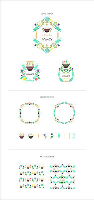 열매 꽃 리본 백그라운드 패턴 일러스트 나뭇잎 프레임 사람없음 세트 라벨 면 심볼 국수 웹엘리먼트 국내일러스트 AI파일 식물 음식 잎 무늬 면류 엘리먼트 파일형식 벡터