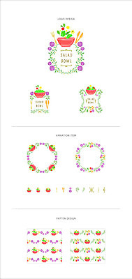 리본 백그라운드 포크 패턴 채소 일러스트 나뭇잎 프레임 집게 사람없음 세트 라벨 샐러드 심볼 웹엘리먼트 믹싱볼 국내일러스트 AI파일 그릇 식기 음식 잎 무늬 엘리먼트 파일형식 벡터