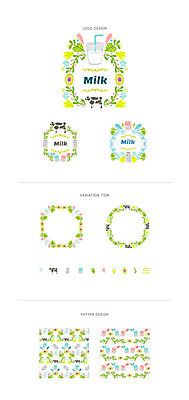 꽃 리본 백그라운드 패턴 일러스트 나뭇잎 프레임 빨대 사람없음 컵 세트 라벨 우유 심볼 젖소 웹엘리먼트 국내일러스트 AI파일 식물 식기 잎 무늬 유제품 소 엘리먼트 파일형식 벡터