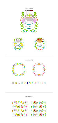 리본 백그라운드 패턴 일러스트 젓가락 나뭇잎 프레임 사람없음 세트 라벨 심볼 국수 냉면 물냉면 비빔냉면 웹엘리먼트 국내일러스트 AI파일 한식 음식 잎 무늬 여름음식 수저 면류 엘리먼트 파일형식 벡터