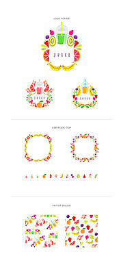 리본 백그라운드 패턴 일러스트 딸기 나뭇잎 수박 프레임 바나나 키위 사람없음 세트 라벨 주스 자몽 심볼 블루베리 웹엘리먼트 국내일러스트 AI파일 음료 잎 무늬 과일 엘리먼트 파일형식 벡터