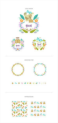 꽃 리본 여행 백그라운드 지도 패턴 일러스트 나뭇잎 비행기 프레임 사람없음 세트 라벨 여행가방 심볼 웹엘리먼트 국내일러스트 AI파일 식물 잎 무늬 가방 항공교통 대중교통 엘리먼트 파일형식 벡터