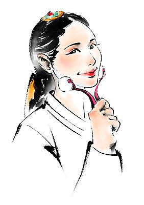 PSD 한국전통 여자 일러스트 캘리그라피 한명 상반신 성인 마사지 전통의상 한복 기생 브이라인 국내일러스트 직업 1 전통 한국 사람 파일형식