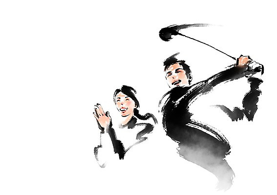 PSD 여자 남자 골프 일러스트 캘리그라피 상반신 성인 캐디 국내일러스트 직업 사람 구기 파일형식