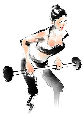 PSD 여자 일러스트 캘리그라피 건강 한명 서기 상반신 성인 운동 아령 국내일러스트 1 모션 사람 파일형식