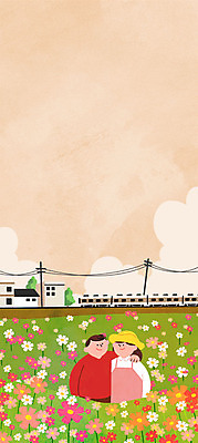주간 PSD 커플 여자 남자 꽃밭 일러스트 어깨동무 주택 성인 야외 두명 기차 절기 코스모스 전봇대 처서 국내일러스트 자연요소 계절 공공시설 꽃 육상교통 포즈 관계 대중교통 사람 건물 파일형식