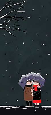 PSD 나무 커플 여자 남자 일러스트 우산 어깨동무 성인 야외 두명 목도리 눈 야간 절기 소설_절기 국내일러스트 자연요소 식물 잡화 계절 포즈 관계 날씨 사람 파일형식