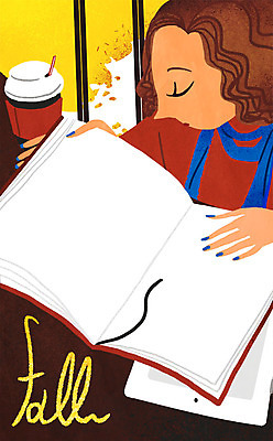 PSD 우먼라이프 라이프스타일 여자 커피 낙엽 일러스트 프레임 한명 성인 책 독서 가을 종이컵 국내일러스트 1 계절 음료 잎 사람 생활 컵 일회용 파일형식