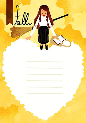 PSD 우먼라이프 라이프스타일 여자 낙엽 일러스트 프레임 한명 성인 책 가을 빗자루 국내일러스트 1 계절 잎 사람 생활 청소도구 파일형식