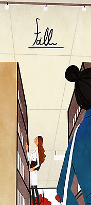 PSD 우먼라이프 라이프스타일 여자 낙엽 일러스트 실내 성인 두명 책 가을 도서관 국내일러스트 계절 교육 잎 사람 내부 생활 파일형식