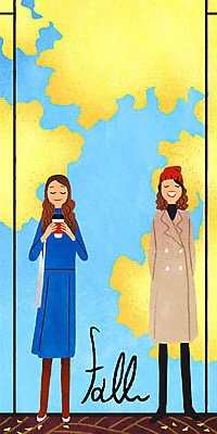 PSD 우먼라이프 라이프스타일 여자 낙엽 일러스트 창문 성인 두명 가을 종이컵 국내일러스트 계절 잎 사람 생활 컵 일회용 파일형식