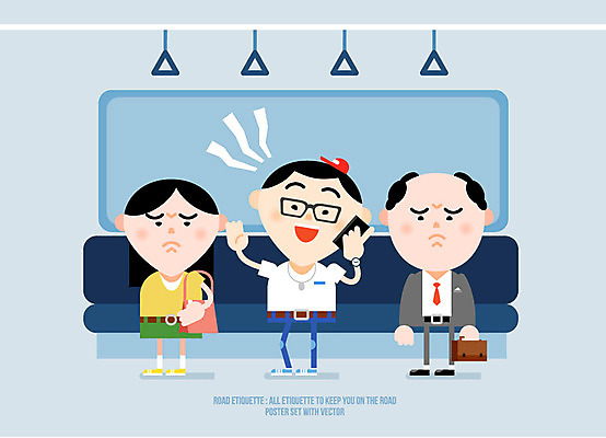 여자 남자 일러스트 손잡이 성인 세명 전자제품 스마트폰 예절 전철 통화 소음 공공장소 국내일러스트 AI파일 육상교통 모션 대중교통 사람 핸드폰 스마트기기 소리 장소 파일형식 벡터