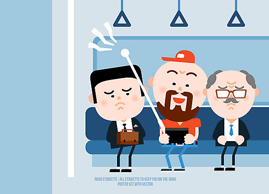 남자 일러스트 안테나 손잡이 성인 세명 전자제품 스마트폰 예절 전철 소음 공공장소 방해 DMB 국내일러스트 AI파일 육상교통 컨셉 통신 대중교통 사람 핸드폰 스마트기기 소리 장소 파일형식 벡터