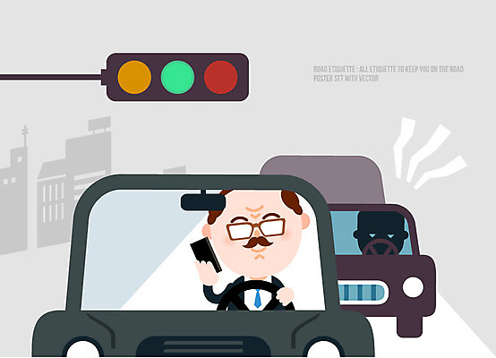 남자 도로 일러스트 자동차 성인 두명 전자제품 스마트폰 예절 신호등 교통안전 통화 공공장소 국내일러스트 AI파일 길 육상교통 교통시설 모션 안전 사람 핸드폰 스마트기기 장소 파일형식 벡터