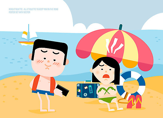 여자 남자 수영복 바다 일러스트 성인 해변 두명 전자제품 스마트폰 여행가방 예절 파라솔 쪼리 공공장소 몰래카메라 변태 선박 국내일러스트 AI파일 옷 수상교통 가방 사람 핸드폰 스마트기기 카메라 장소 샌들 파일형식 벡터