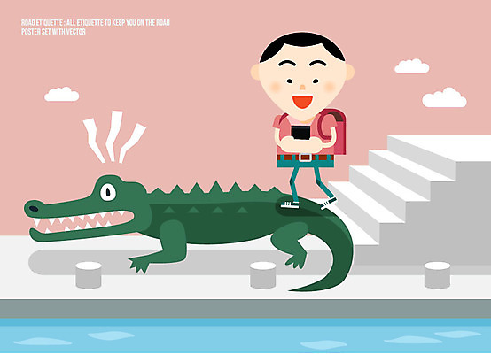 남자 일러스트 한명 성인 전자제품 스마트폰 강 계단 예절 악어 밟기 공공장소 국내일러스트 AI파일 1 파충류 모션 사람 핸드폰 스마트기기 장소 파일형식 벡터