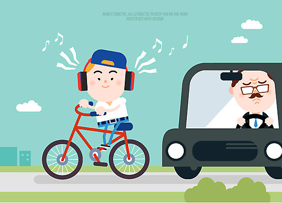 남자 음표 일러스트 자동차 성인 두명 전자제품 스마트폰 자전거 헤드셋 예절 공공장소 국내일러스트 AI파일 기호 음악 육상교통 음향기기 사람 핸드폰 스마트기기 바이크 헤드폰 장소 파일형식 벡터