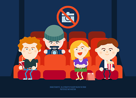 여자 남자 의자 일러스트 실내 여러명 성인 전자제품 카메라 촬영 예절 영화관 콜라 팝콘 공공장소 영화감상 국내일러스트 AI파일 가구 다수 사람 내부 감상 장소 극장 영화 탄산음료 파일형식 벡터