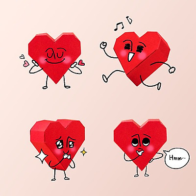 PSD 편집이미지 캐릭터 말풍선 음표 표정 사랑 사람없음 눈감음 기쁨 하트 표현 즐거움 고민 종이접기 이모티콘 이미지편집 모양 기호 감정 종이 음악 모션 접기 파일형식