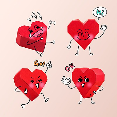 PSD 편집이미지 캐릭터 말풍선 표정 사랑 웃음 사람없음 하트 표현 OK 종이접기 안녕 이모티콘 이미지편집 모양 감정 종이 손짓 인사 접기 파일형식