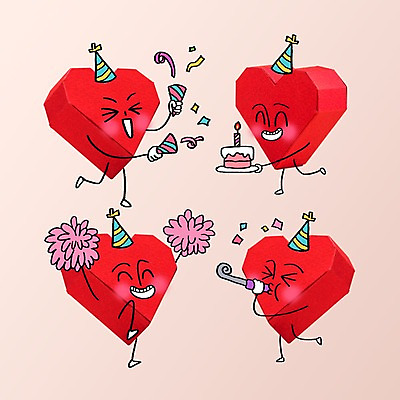 PSD 편집이미지 캐릭터 응원 폭죽 표정 사랑 사람없음 케이크 고깔모자 하트 축하 표현 종이접기 생일축하 이모티콘 이미지편집 모양 모자_잡화 감정 종이 컨셉 디저트 생일 접기 파일형식