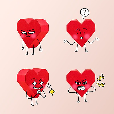 PSD 편집이미지 캐릭터 말풍선 표정 사랑 사람없음 희망 분노 하트 표현 호기심 종이접기 이모티콘 이미지편집 모양 감정 종이 컨셉 접기 파일형식