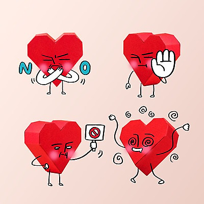PSD 편집이미지 캐릭터 표정 사랑 사람없음 하트 표현 거절 만취 종이접기 반대 이모티콘 이미지편집 모양 감정 종이 컨셉 술취함 접기 파일형식