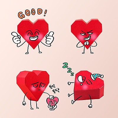 PSD 편집이미지 캐릭터 표정 사랑 사람없음 하트 표현 잠 종이접기 굿 이모티콘 위로 이미지편집 모양 감정 종이 접기 파일형식