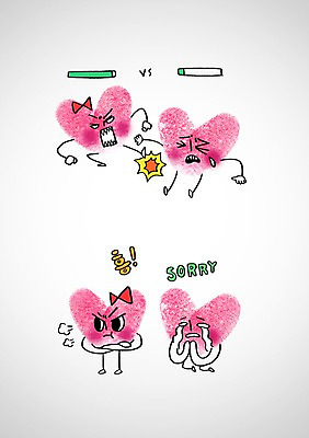 PSD 편집이미지 캐릭터 커플 표정 사랑 사람없음 하트 표현 사죄 싸움 이모티콘 삐침 지문 이미지편집 모양 감정 관계 모션 파일형식