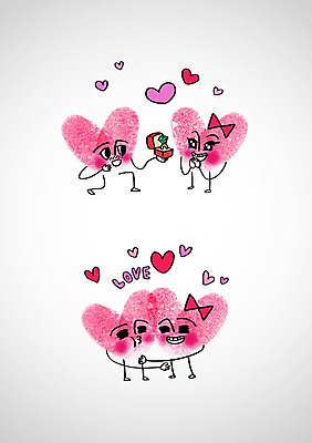 PSD 편집이미지 캐릭터 커플 프로포즈 안기 표정 사랑 사람없음 하트 표현 반지 이모티콘 지문 이미지편집 모양 감정 장신구 관계 모션 파일형식