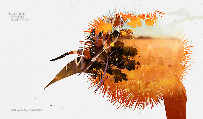 PSD 나무 단풍 일러스트 초원 사람없음 가을 밤송이 다중노출 국내일러스트 식물 계절 잎 촬영기법 밤_견과류 파일형식