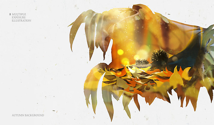PSD 나무 백그라운드 단풍 낙엽 일러스트 사람없음 가을 밤송이 다중노출 가을배경 국내일러스트 식물 계절 잎 촬영기법 밤_견과류 파일형식 가을_계절