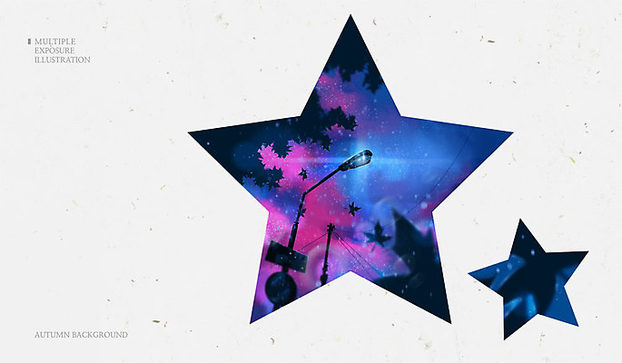 PSD 나무 별 백그라운드 낙엽 야경 가로등 일러스트 사람없음 가을 다중노출 가을배경 국내일러스트 자연요소 식물 계절 공공시설 잎 촬영기법 야간 파일형식 가을_계절 풍경_경치