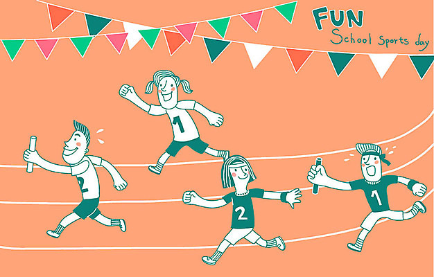 여자 남자 어린이 일러스트 여러명 계주 체육대회 가랜드 바톤터치 운동회날 배턴 국내일러스트 AI파일 스포츠용품 다수 사람 육상스포츠 체육 파티용품 대회 파일형식 벡터