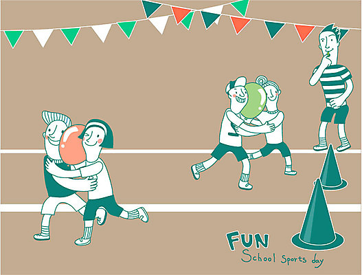 여자 남자 어린이 일러스트 여러명 성인 달리기 호루라기 풍선 체육대회 가랜드 릴레이 운동회날 국내일러스트 AI파일 다수 모션 사람 체육 파티용품 대회 파일형식 벡터