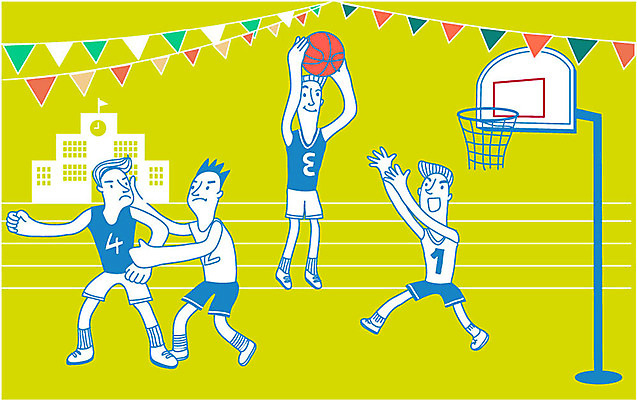 남자 어린이 일러스트 학교 농구 농구공 여러명 농구대 체육대회 농구복 가랜드 운동회날 국내일러스트 AI파일 교육 다수 공 사람 운동복 구기 골대 체육 파티용품 대회 파일형식 벡터