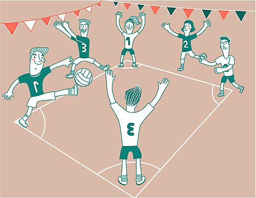 여자 남자 어린이 일러스트 여러명 배구공 체육대회 가랜드 운동회날 발야구 국내일러스트 AI파일 스포츠용품 다수 공 놀이 사람 배구 체육 파티용품 대회 파일형식 벡터