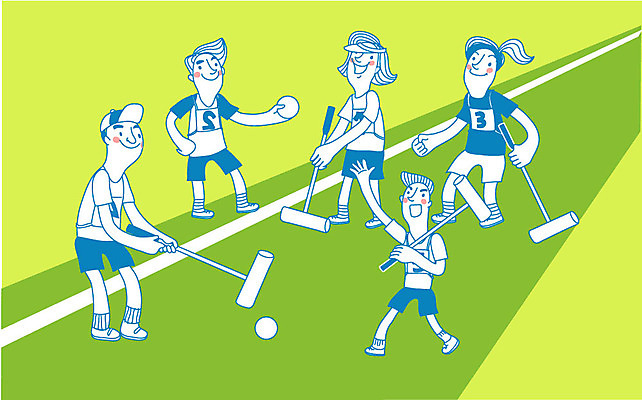 여자 남자 어린이 일러스트 여러명 체육대회 게이트볼 운동회날 국내일러스트 AI파일 다수 사람 구기 체육 대회 파일형식 벡터