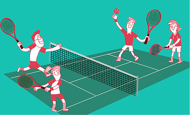 여자 남자 어린이 일러스트 여러명 테니스 테니스라켓 테니스장 테니스공 체육대회 운동회날 국내일러스트 AI파일 다수 공 스포츠시설 사람 구기 라켓 테니스용품 체육 대회 파일형식 벡터