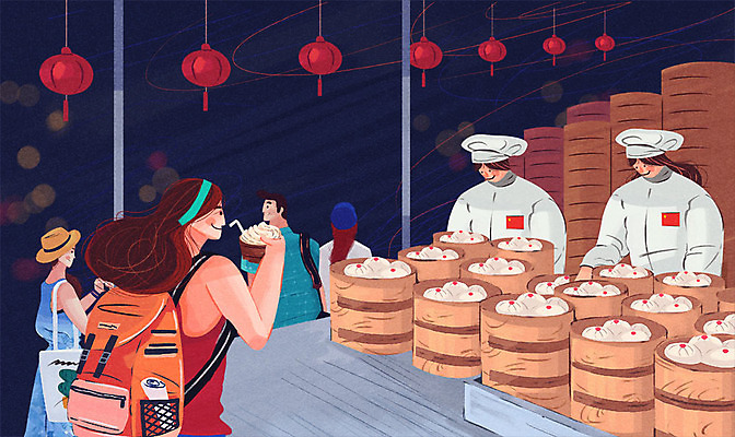 PSD 여자 남자 해외여행 여행 일러스트 배낭 요리사모자 여러명 성인 요리사 중국 세계여행 만두 딤섬 중국여행 야시장 홍등 국내일러스트 직업 모자_잡화 해외 아시아 음식 다수 가방 사람 세계 중식 등불 시장 파일형식