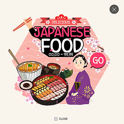 PSD 템플릿 여자 음식 웹템플릿 젓가락 팝업 웹팝업 한명 이벤트 성인 초밥 벚꽃 벚나무 기모노 덮밥 레이어팝업 오니기리 일본음식 이미지템플릿 나무 1 꽃 수저 사람 일본전통의상 파일형식