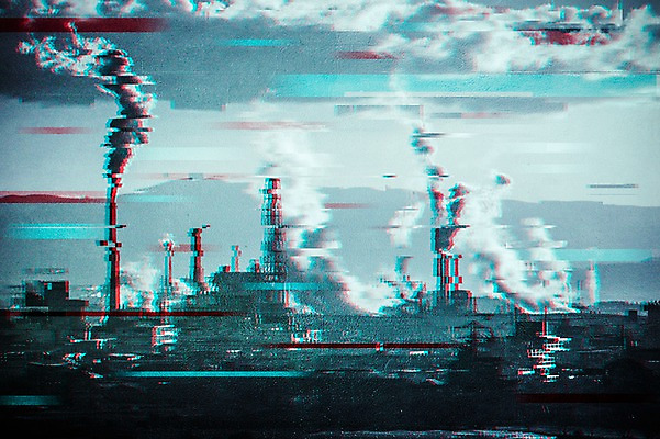 JPG 편집 편집이미지 공장 경고 사람없음 환경오염 오염 뉴스 연기 사회이슈 디지털합성 합성 번짐 대기오염 노이즈 디지털아트 편집실사 컨셉 공업 CG 파일형식 효과