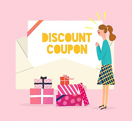 PSD 여자 일러스트 편지봉투 한명 성인 선물상자 쇼핑 세일 할인쿠폰 국내일러스트 1 봉투 선물 사람 상자 편지 쿠폰 파일형식