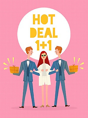 PSD 여자 남자 일러스트 성인 세명 선물상자 쇼핑 세일 팔짱 국내일러스트 모션 선물 사람 상자 파일형식