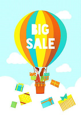 PSD 구름 여자 남자 일러스트 성인 두명 선물상자 쇼핑 세일 열기구 빅세일 국내일러스트 자연요소 항공교통 선물 사람 상자 파일형식